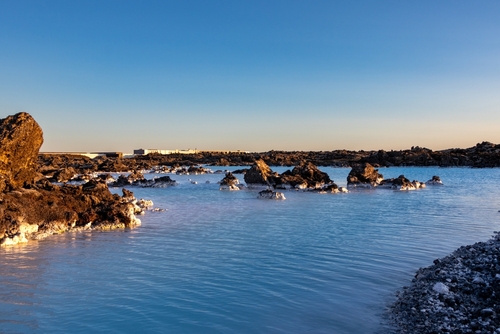 Beautiful view of the waters in the Blue Lagoon in Reykjavik, Iceland