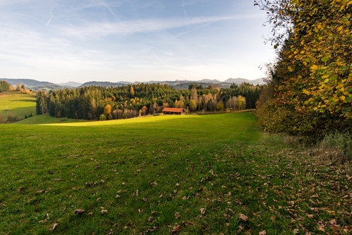 Beautiful Eistobel autumn hike over Laubenberg and Kapf near Isny im Allgau, Bavaria, Germany
