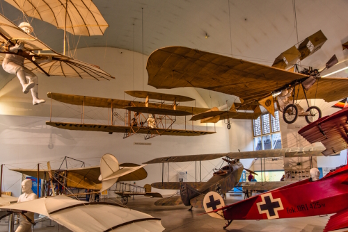 Early flying machines and gliders in exhibition in the Deutsches Museum, Munich, Bavaria, Germany