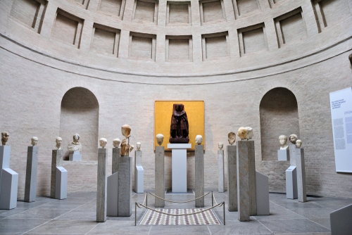 Room of Roman Portraits at Glyptothek museum in Munich, Bavaria, Germany, with ancient statues