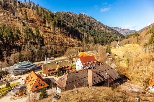 Ravennschlucht, located in the Black Forest in Germany. Through the beautiful gorge runs a beautiful river and have many waterfalls with mossy stones