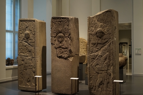 Steles from the Cotzumalhuapa culture exhibited in the Ethnological Museum of Humboldt Forum in Berlin, Germany