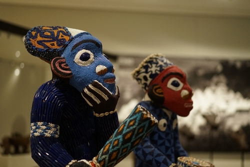 Close-up of the Mandu Yenu throne from Cameroon in the Ethnological Museum of Humboldt Forum in Berlin, Germany