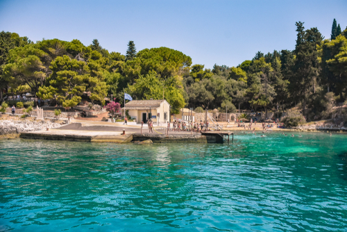 Beautiful view of a harbour on the island of Vido near Corfu Island, Greece