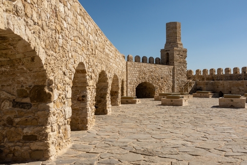 Morning sunlight on the Rocca a Mare fortress also known as the Koules fortress in Heraklion, Island of Crete, Greece