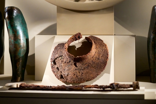 View of relics at the museum of the tumulus of Philip II, father of Alexander the Great, Archaeological site of ancient Aigai, the first capital of Macedonia, Aigai, Vergina, Macedonia, Greece