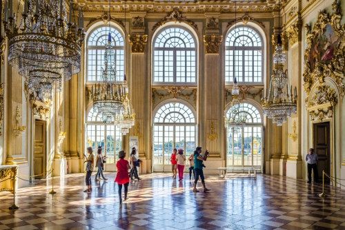 Inside Nymphenburg Castle in Munich, Bavaria, Germany. It owes its foundation as a Summer residence to the birth of the heir to the throne, Max Emanuel, born in 1662