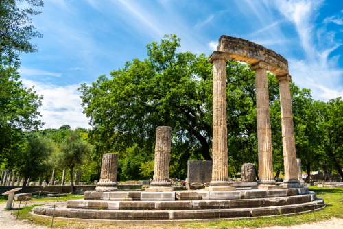 The Philippeion at the Archaeological Site of Olympia, UNESCO world heritage in the Peloponnese, Greece