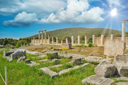View of the ancient theatre of Epidaurus (Epidavros), the Peloponnese, Greece