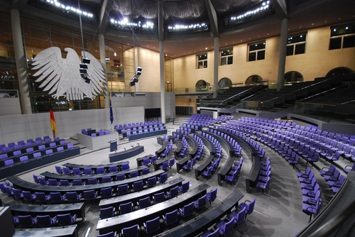Interior view of the Reichstag Assembly at the Reichstag in Berlin, Germany