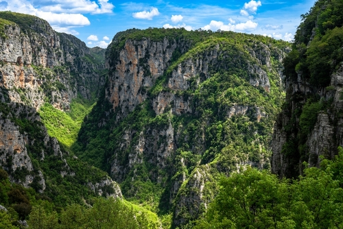 Landscape from the area of Vikos gorde, the deepest gorge in the world. The core of the Vikos-Aoos National Park, an area with rare and great biodiversity, Zagori, Greece