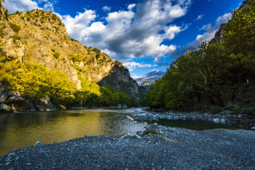 Beautiful view from the Vikos National Park in Epirus, Greece. The Vikos–Aoos National Park is a national park in the region of Epirus in northwestern Greece Konitsa, Epirus, Greece