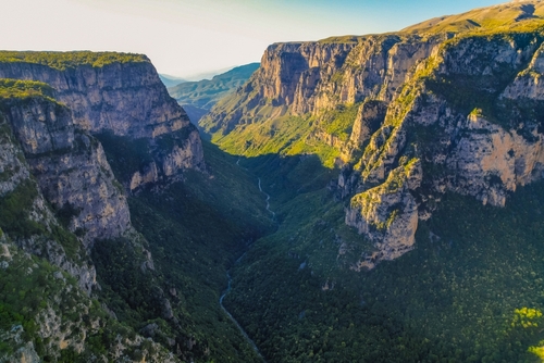 Vikos Gorge from the Oxya Viewpoint in the national park in Vikos-Aoos in Zagori, northern Greece