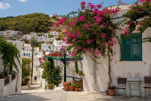View of the village of Lefkes from the Christian church of Agia Triada on the Island of Paros, Cyclades Islands, Greece
