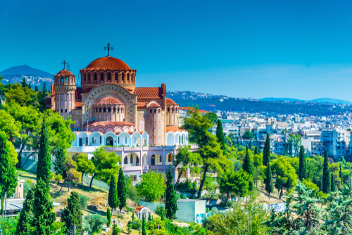 Exterior view of Saint Paul cathedral in Thessaloniki, Greece