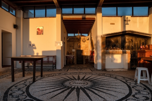 Interior view of Greek catholic Panagia Tsambika monastery on Rhodes island, Greece