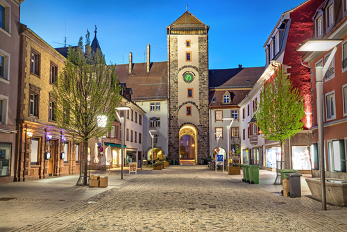 Oberes tor or Upper gate in the evening in Villingen-Schwenningen, The Black Forest, Baden-Wurttemberg, Germany