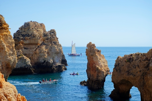 Ponta da Piedade in Lagos, Algarve Region, Portugal. Algarve Region Rock Structures and Caves, Portugal