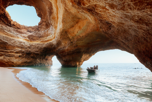 Benagil Cave, Algarve, Portugal. Ocean in the grotto