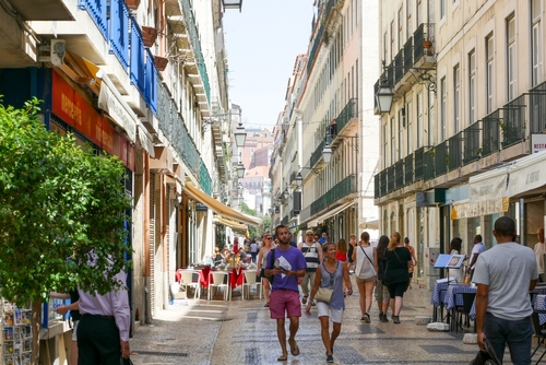 Rua Augusta street, popular downtown area with shops and restaurants, Baixa District, Lisbon, Portugal
