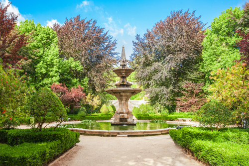 The fountain in the Botanical Garden of the University of Coimbra in Portugal. The garden was founded in the 18th century