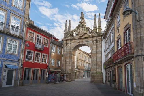 Braga with Arch of the New Gate, Portugal