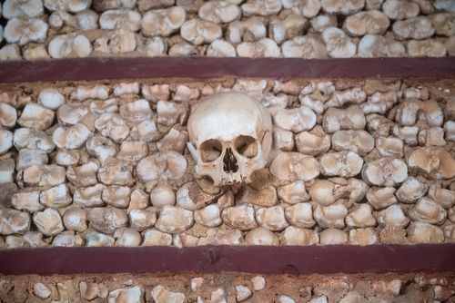 "Igreja do Carmo" famous bone chapel in Faro, Algarve. Portugal