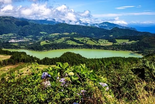 Furnas Lagoon in Sao Miguel Island, Azores, Portugal