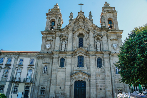 Exterior view of the Igreja de Santa Cruz church in Braga, Portugal
