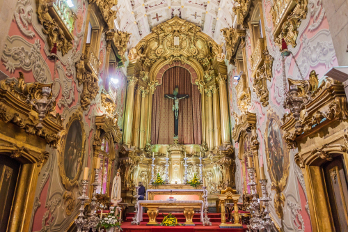 Interior view of the Igreja de Santa Cruz church in Braga, Portugal