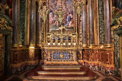Saint John the Baptist baroque style chapel in Church of Saint Roch (Igreja de Sao Roque) in Lisbon, Portugal. It is the earliest Jesuit church of Portugal