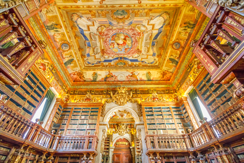 University library in Coimbra, the Europe's oldest university founded in 1290. Unesco World Heritage Site and most important tourist attraction in Coimbra, Portugal