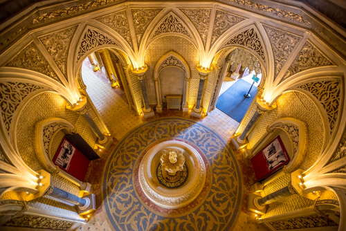Interior view of Monserrate Palace, it was the traditional summer resort of the Portuguese court and was restored in 1858 for Sir Francis Cook, Sintra, Portugal
