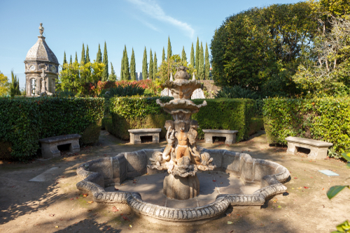 Biscainhos Museum Garden (Jardim da Casa dos Biscainhos) with Palacio Museu dos Biscainhos. Braga, Portugal