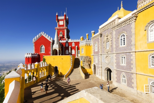 Exterior view of the National Palace of Pena near Sintra, Portugal