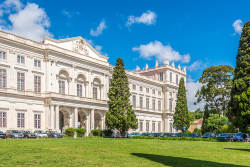 Exterior view of National Palace Ajuda in Lisbon, Portugal