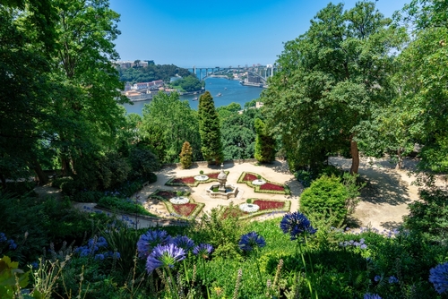 Beautiful view over Porto, Portugal from the Jardins do Palacio de Cristal, Crystal Palace Gardens