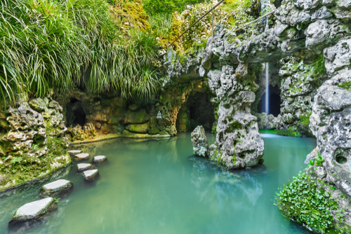 The garden of Quinta Da Regaleira Palace in Sintra near Lisbon, Portugal