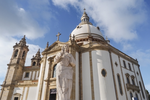 Beautiful 19th century church in neoclassical style, Sanctuary of Sameiro known as Sanctuary of Our Lady of Sameiro is the largest Marian devotional shrine in Braga, Portugal