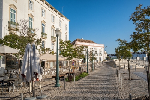 Tavira town central Praca da Republica square in Algarve region, Portugal