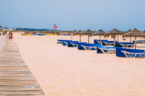 A beach in summer in Vilamoura, Algarve, Portugal