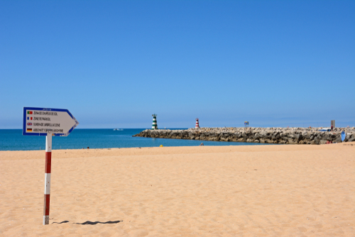 A beach in summer in Vilamoura, Algarve, Portugal